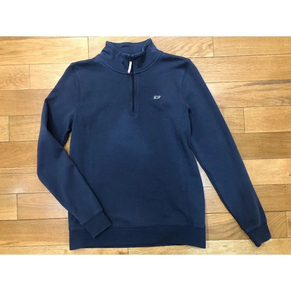 Vineyard Vines 100% Cotton Full Zip Mock Neck Navy Jacket Size XS